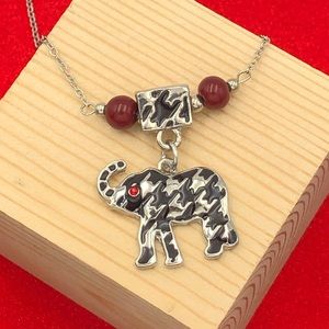 🌼 Houndstooth Elephant Necklace Alabama Roll Tide University of Alabama